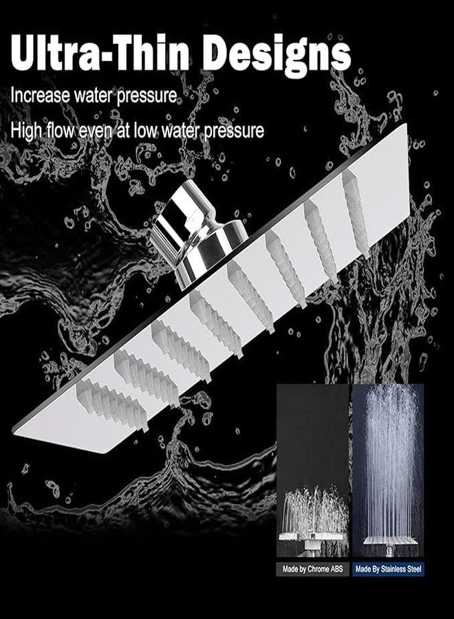 SEARENE BATHWARE SS-304 Stainless Steel Rain Shower Head | 6x6 Inch High-Flow Square Rainfall Showerhead for Bathroom | Wall-Mounted, Chrome Finish | Anti-Clog Silicone Nozzles | High Pressure - Image 4